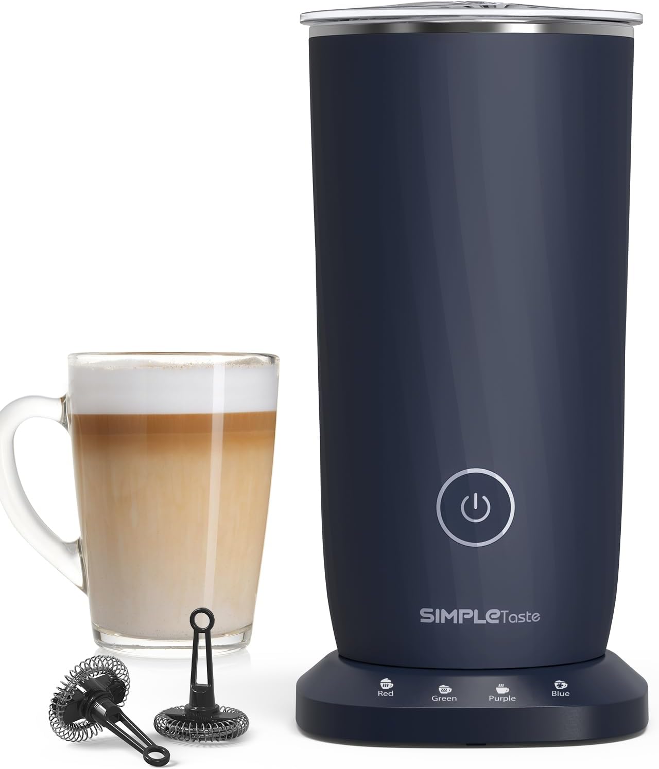 SIMPLETASTE Milk Frother, 4-in-1 Electric Automatic Milk Steamer