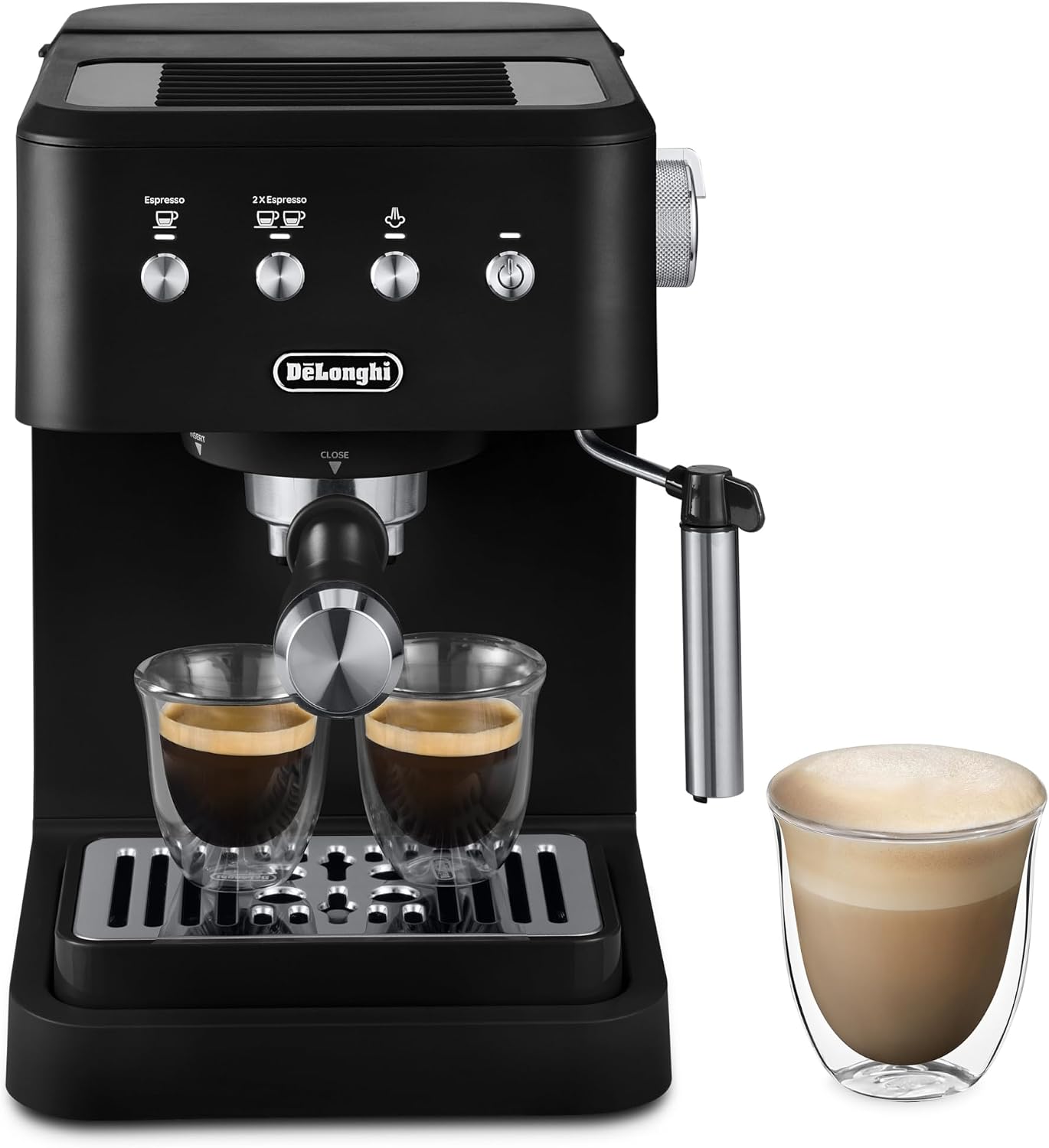De'Longhi Classic Matte Black Espresso Machine, Easy-to-Use Milk Frother